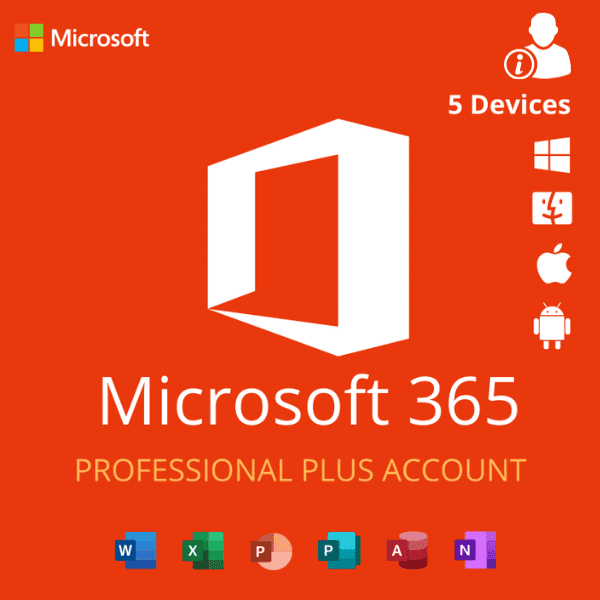 High Quality image of Microsoft 365 Professional Plus Account 5 Devices – 1 Year Subscription