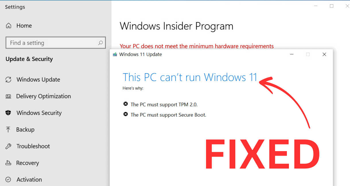 Fix 'This PC Can't Run Windows 11' Issue